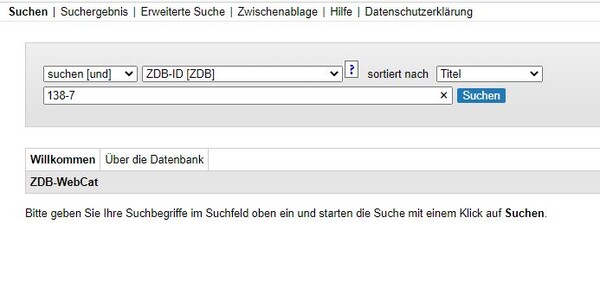 Suche mit ZDB-ID Suche mit ZDB-ID